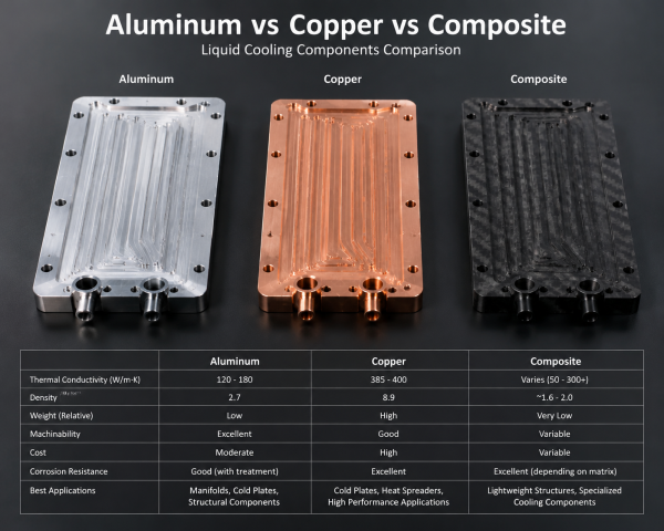 Material Selection for Liquid Cooling Components: Aluminum vs Copper vs Composites