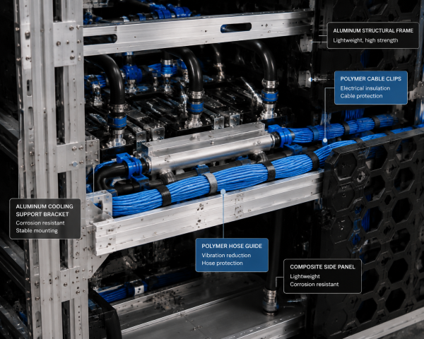 Multi-Material Design in AI Hardware Infrastructure (Aluminum + Polymer + Composite)