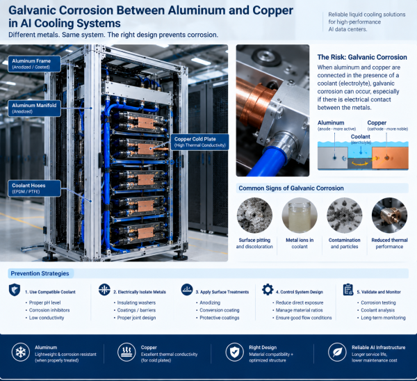 Galvanic Corrosion Between Aluminum and Copper in AI Cooling Systems