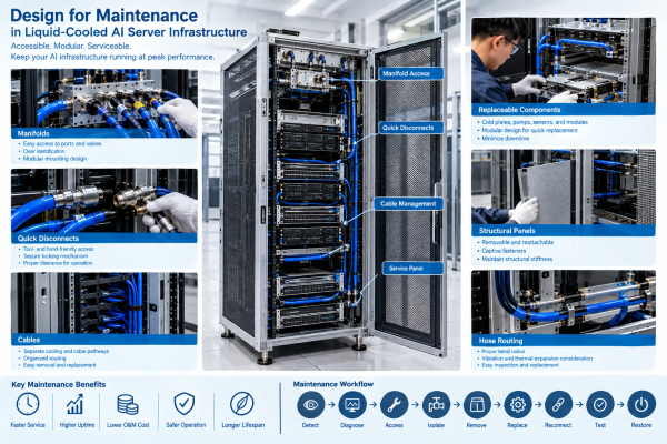 Design for Maintenance in Liquid-Cooled AI Server Infrastructure